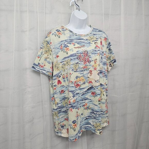 Polo Ralph Lauren Blue Green Hawaiian Tee Shirt Tropical Beach Logo L - Picture 4 of 14